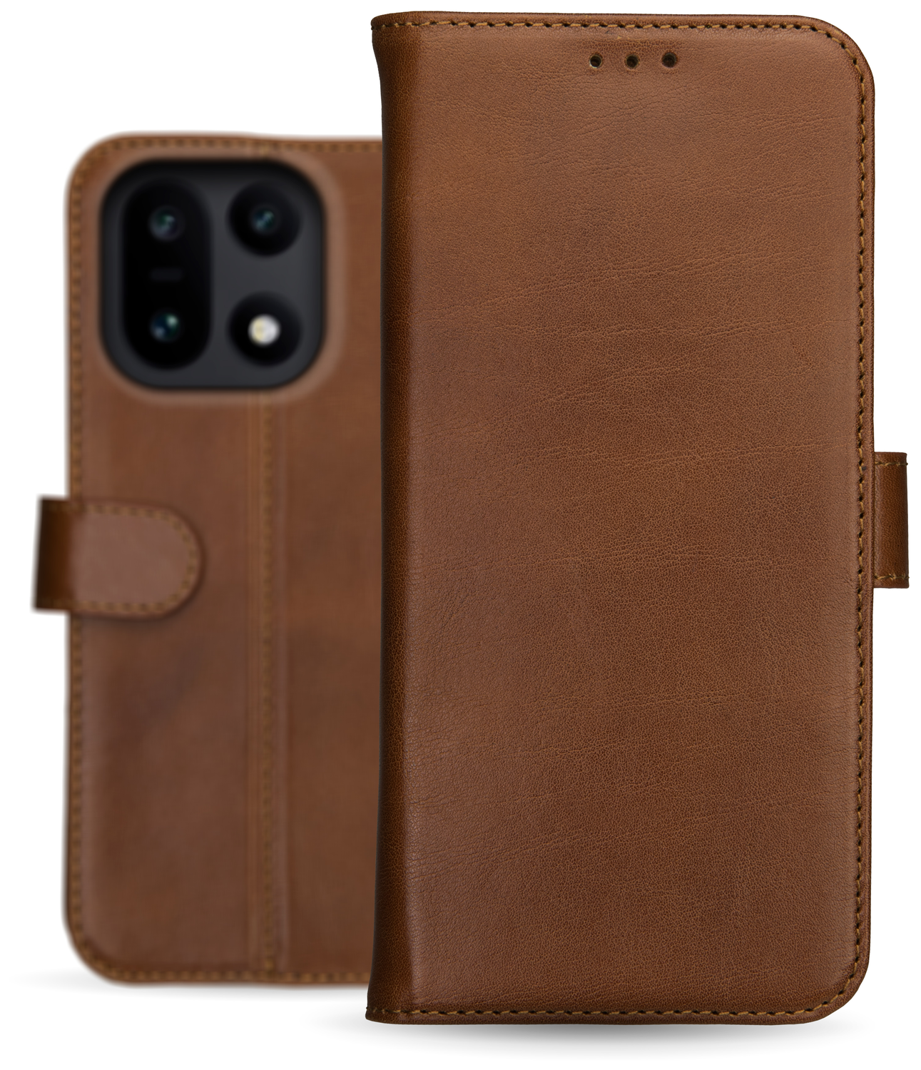 Rosso Deluxe OnePlus 15 Hoesje Echt Leer Book Case Bruin afbeelding 13