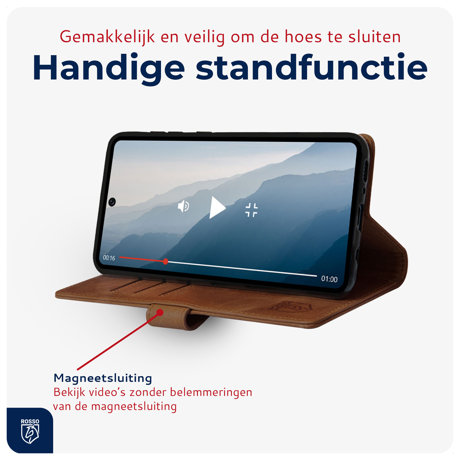 Rosso Deluxe OnePlus 15 Hoesje Echt Leer Book Case Bruin afbeelding 7