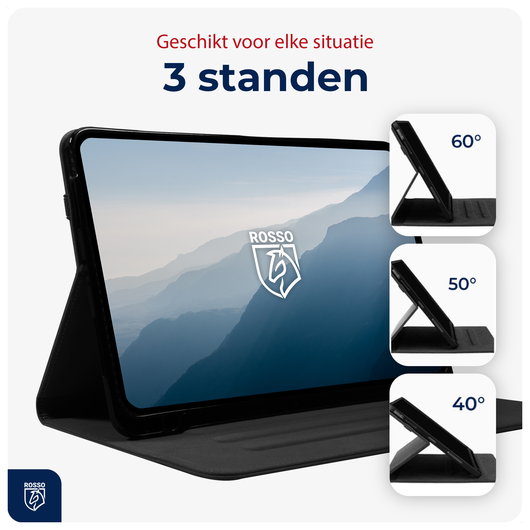 Rosso Deluxe Samsung Galaxy Tab S11 Hoes Book Case Echt Leer Zwart afbeelding 4