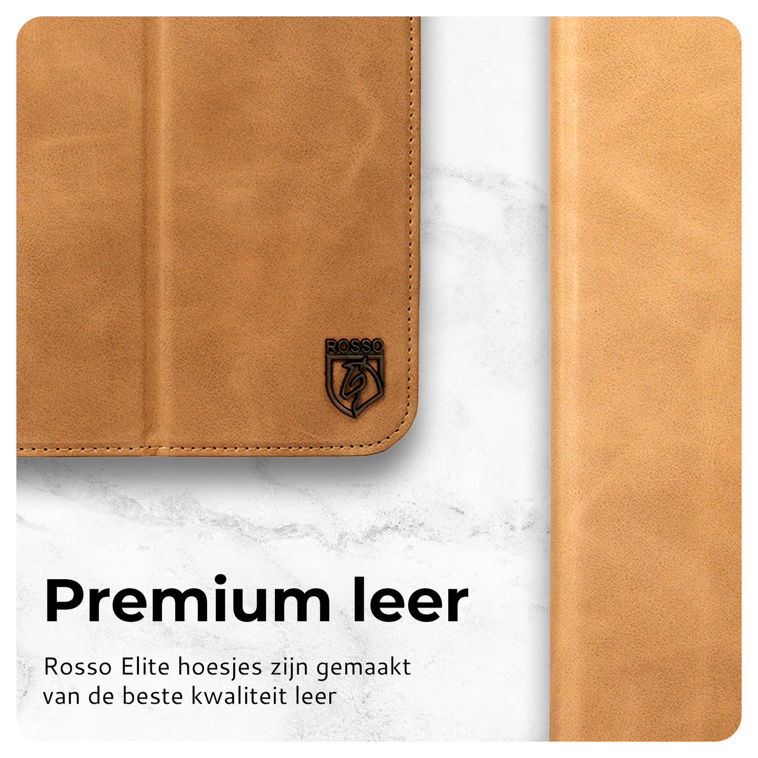 Rosso Elite Samsung Galaxy Tab S11 Hoes 2-in-1 Echt Leer Book Case Licht Bruin afbeelding 4