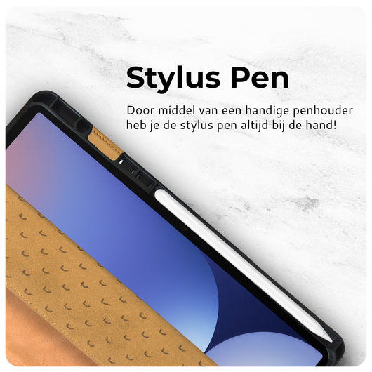 Rosso Elite Samsung Galaxy Tab S11 Hoes 2-in-1 Echt Leer Book Case Licht Bruin afbeelding 6