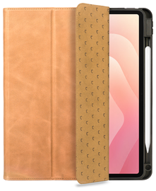 Rosso Elite Samsung Galaxy Tab S11 Hoes 2-in-1 Echt Leer Book Case Licht Bruin afbeelding