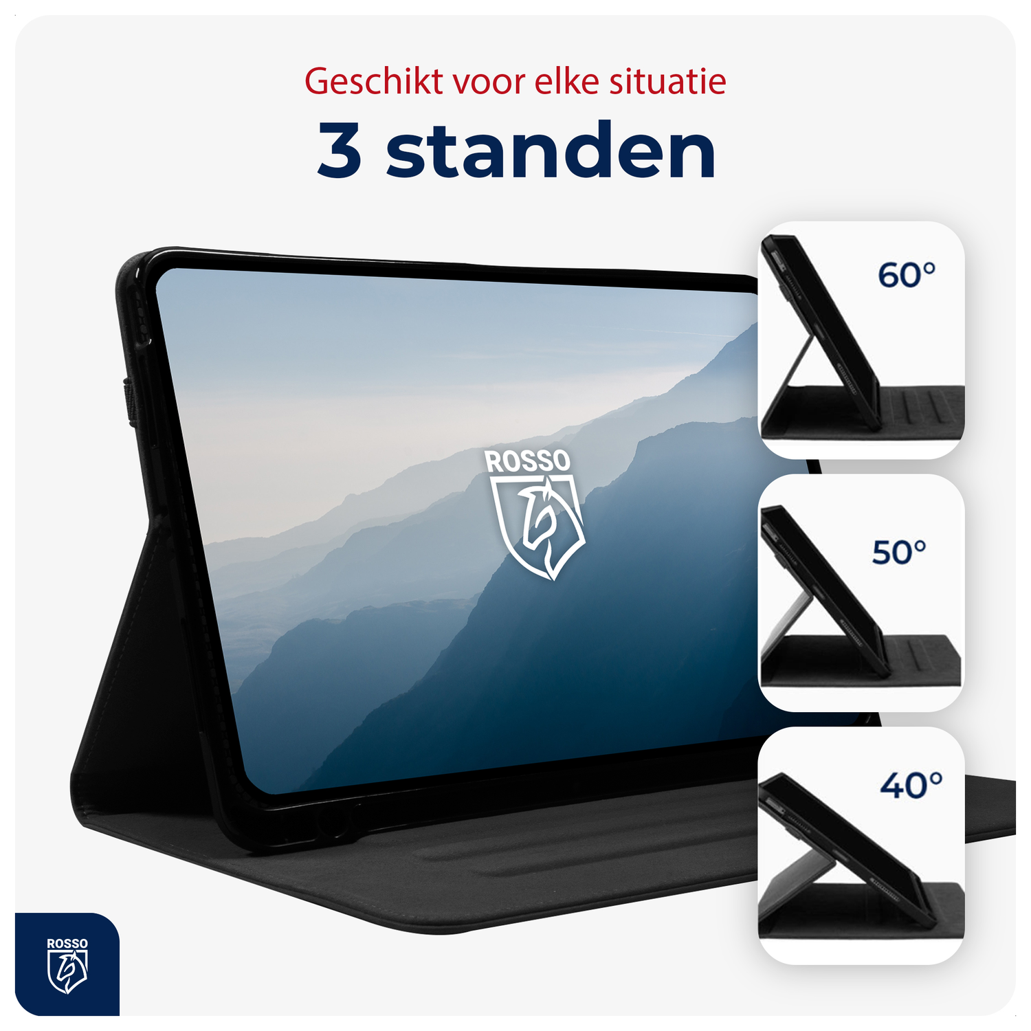 Rosso Deluxe Samsung Galaxy Tab S11 Ultra Hoes Book Case Echt Leer Zwart afbeelding 4