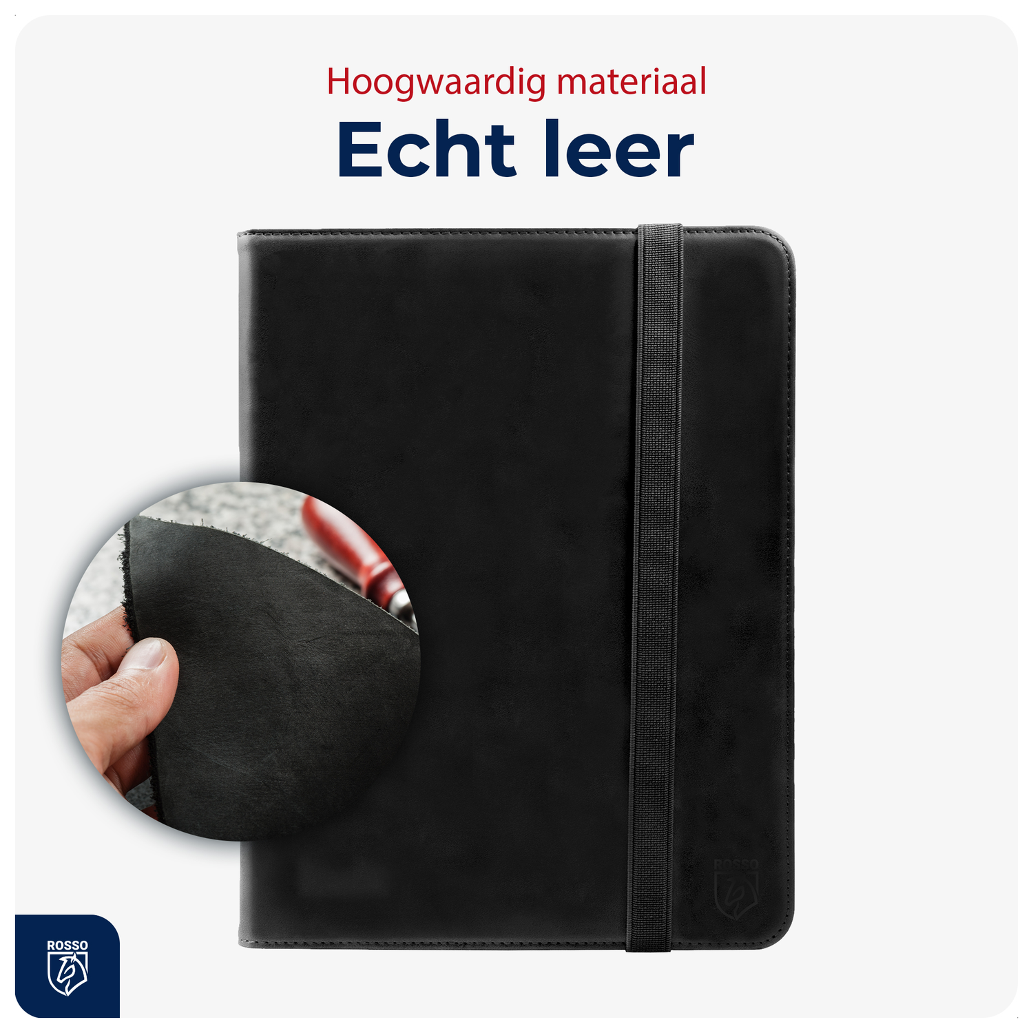 Rosso Deluxe Samsung Galaxy Tab S11 Ultra Hoes Book Case Echt Leer Zwart afbeelding 7