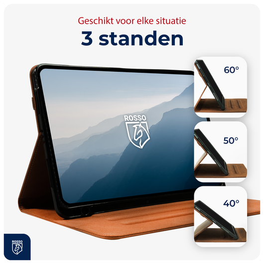 Rosso Deluxe Samsung Galaxy Tab S11 Ultra Hoes Book Case Echt Leer Bruin afbeelding 7