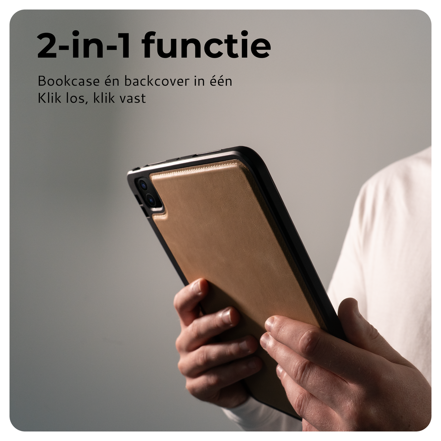 Rosso Elite Samsung Tab S11 Ultra Hoes 2-in-1 Echt Leer Book Case Licht Bruin afbeelding 2