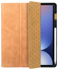 Rosso Elite Samsung Tab S11 Ultra Hoes 2-in-1 Echt Leer Book Case Licht Bruin afbeelding