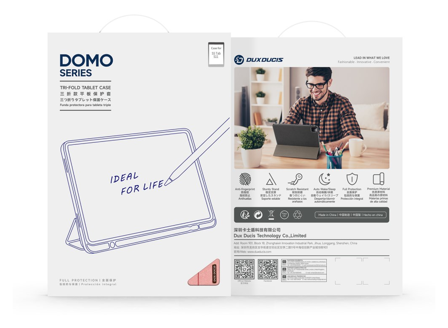 Dux Ducis Domo Samsung Galaxy Tab S11 Hoes Tri-Fold Book Case Roze afbeelding 10