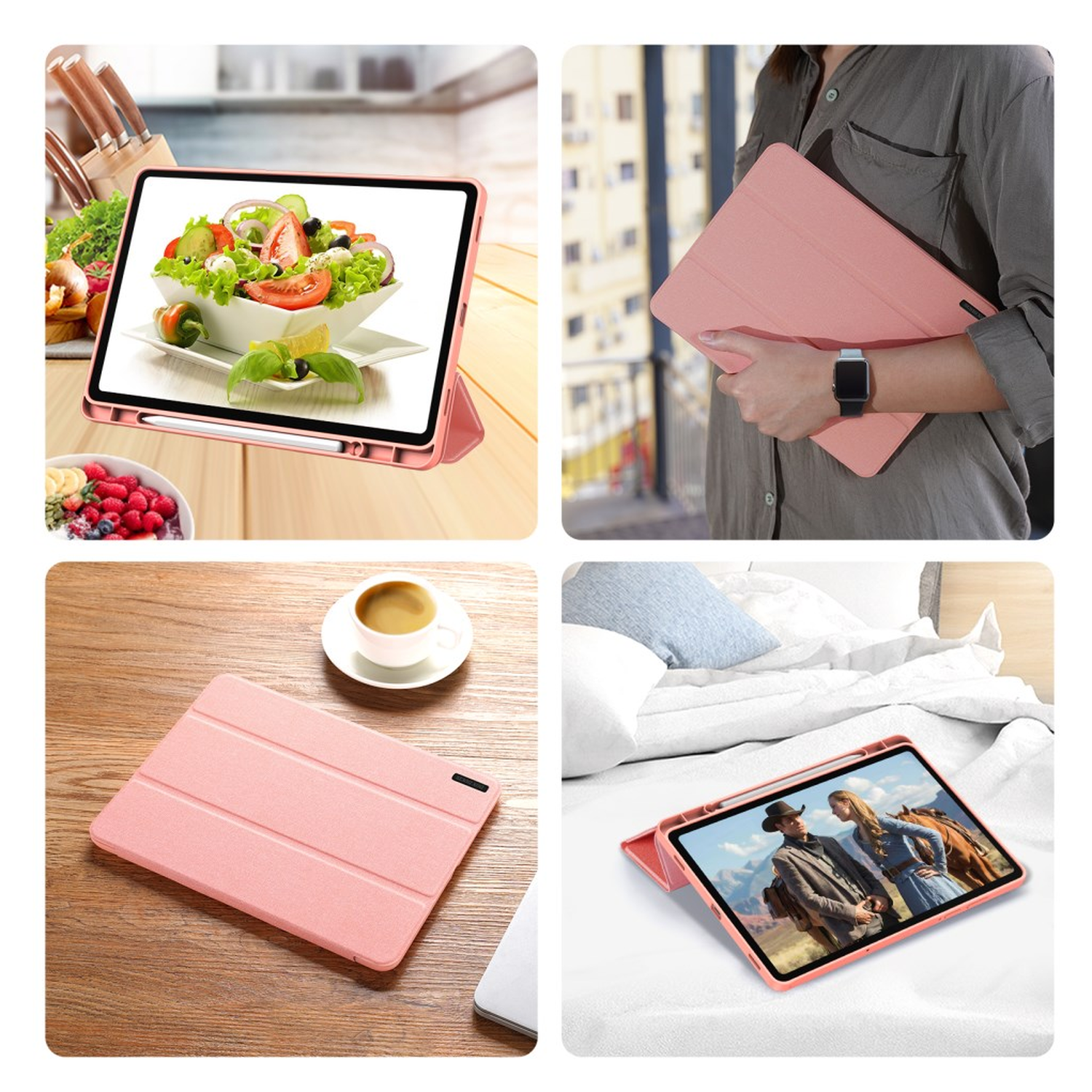 Dux Ducis Domo Samsung Galaxy Tab S11 Hoes Tri-Fold Book Case Roze afbeelding 8