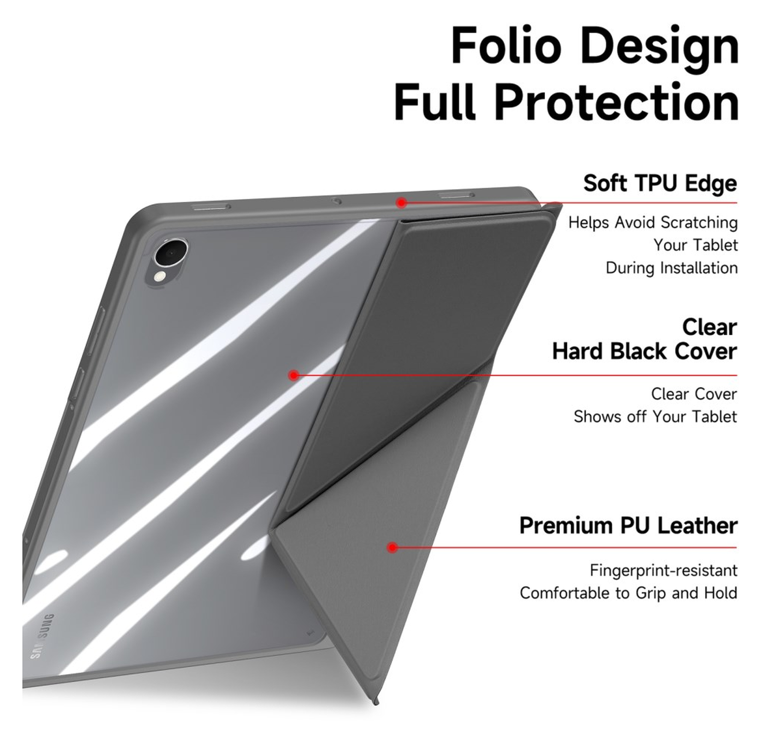 Dux Ducis Magi Samsung Galaxy Tab S11 Hoes V-Fold Book Case Grijs afbeelding 7