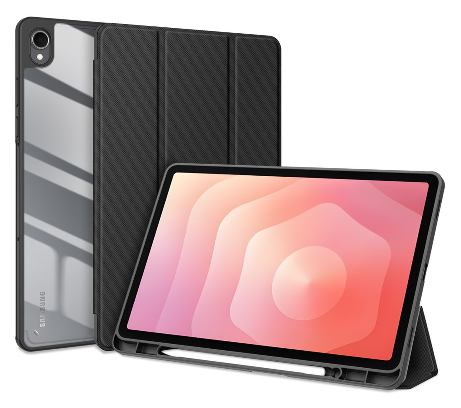 Dux Ducis Toby Samsung Galaxy Tab S11 Hoes Tri-Fold Book Case Zwart afbeelding 1