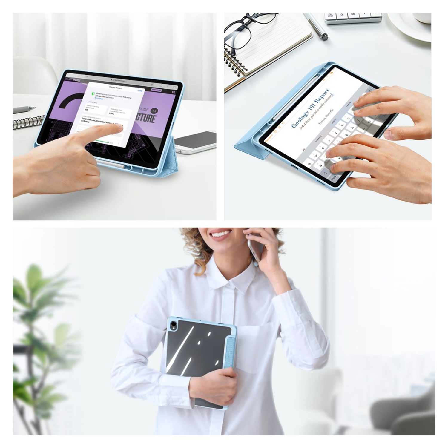 Dux Ducis Toby Samsung Galaxy Tab S11 Hoes Tri-Fold Book Case Blauw afbeelding 6