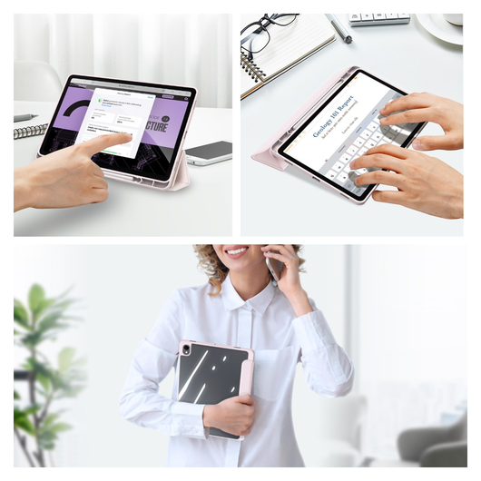 Dux Ducis Toby Samsung Galaxy Tab S11 Hoes Tri-Fold Book Case Roze afbeelding 6