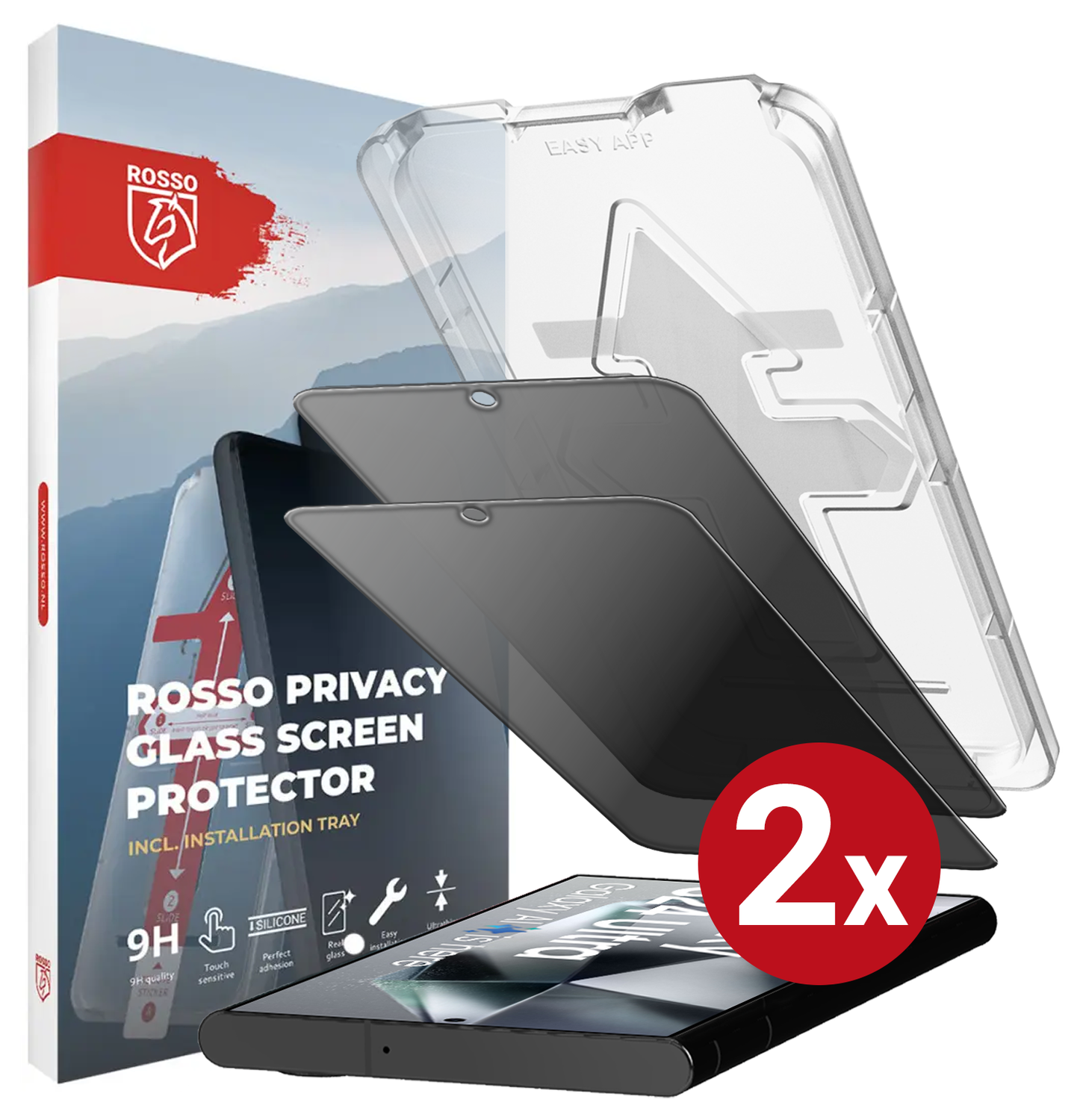 Rosso Samsung S24 Ultra Privacy Glass met Installatietray (2-Pack) afbeelding 13
