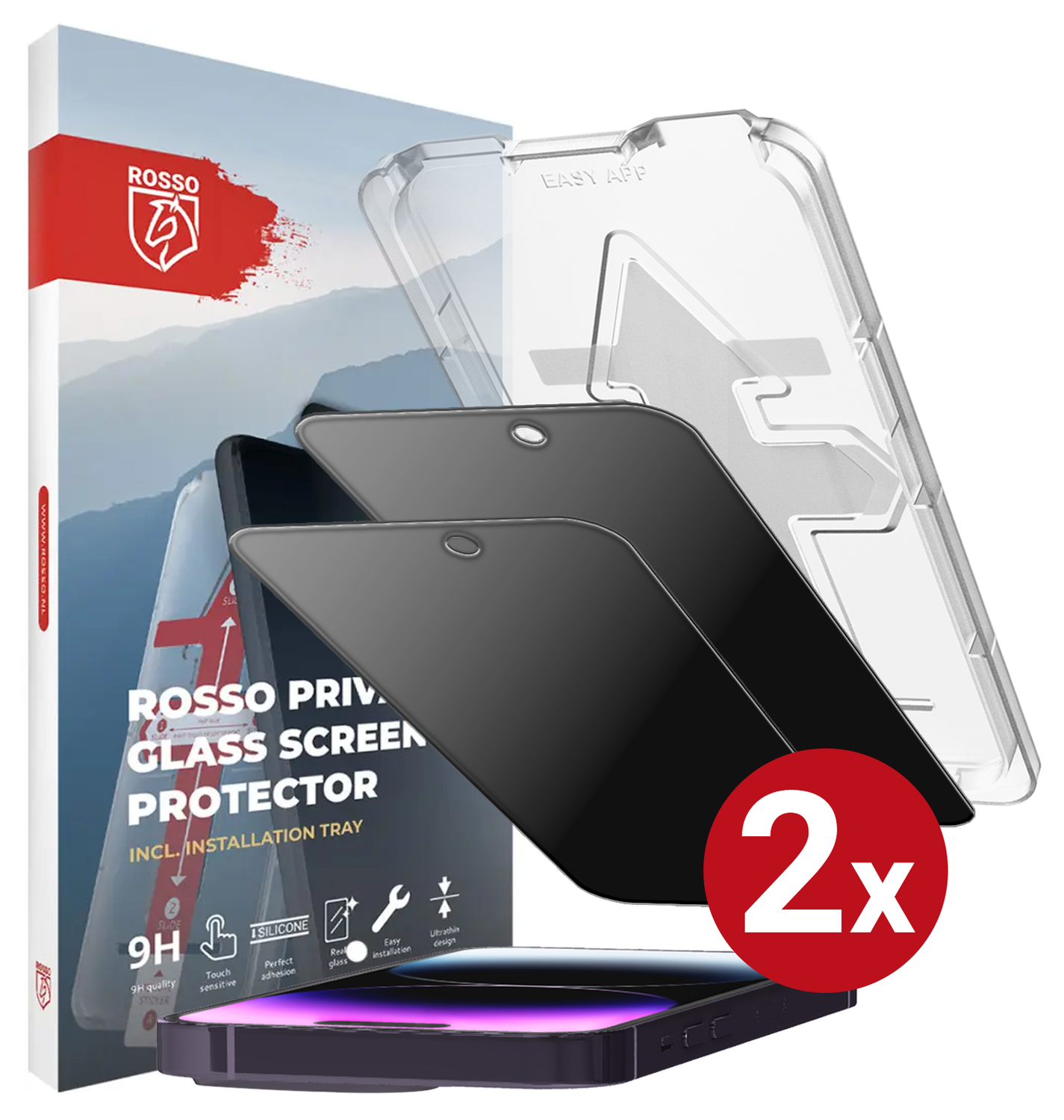 Rosso Apple iPhone 15 Pro Privacy Glass met Installatietray (2-Pack) afbeelding 13