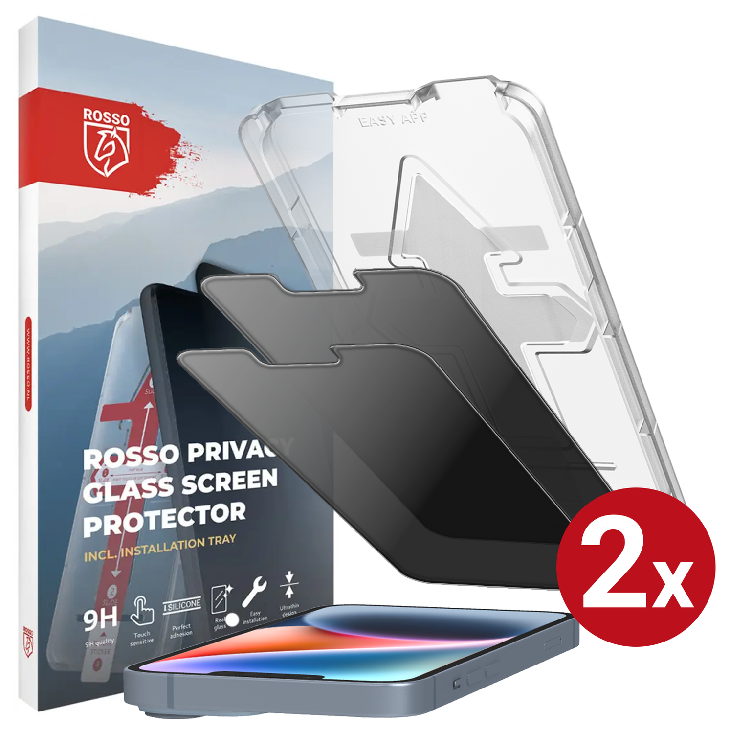 Rosso Apple iPhone 14 Privacy Glass met Installatietray (2-Pack) afbeelding 1