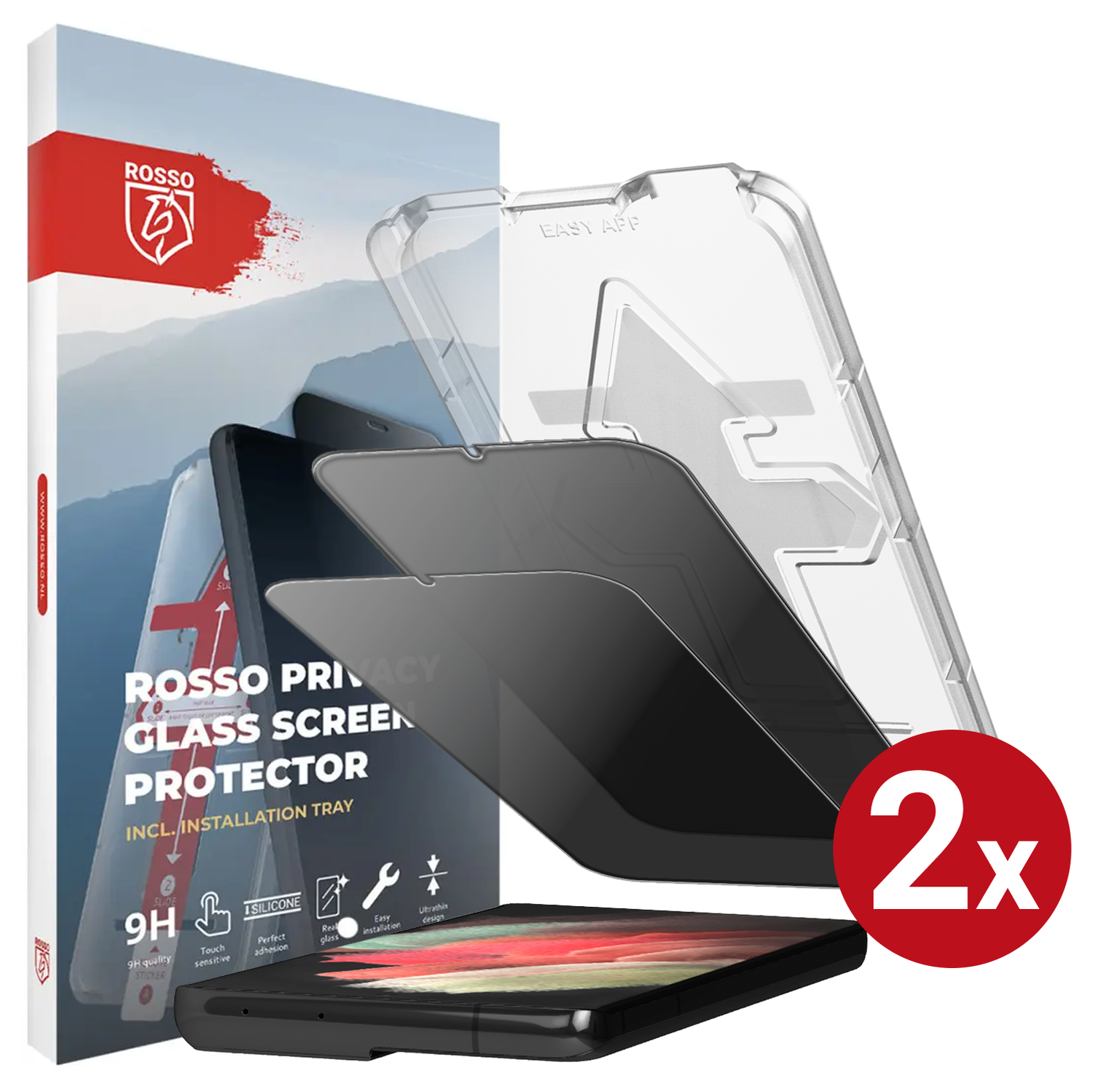 Rosso Samsung Galaxy S21 Privacy Glass met Installatietray (2-Pack) afbeelding 1