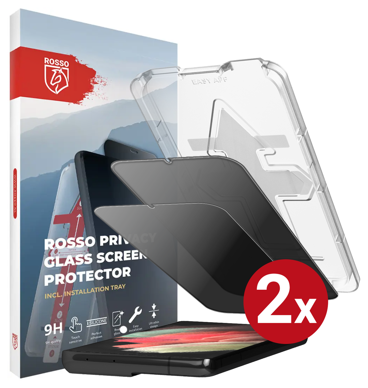 Rosso Samsung Galaxy S21 Privacy Glass met Installatietray (2-Pack) afbeelding 14