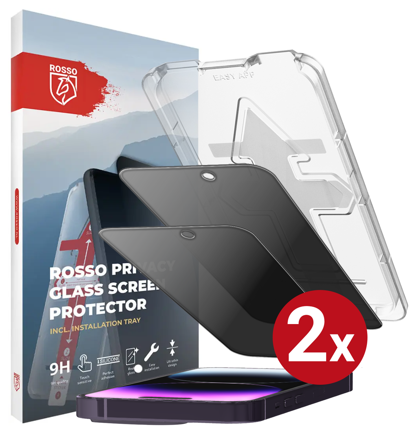 Rosso Apple iPhone 14 Pro Privacy Glass met Installatietray (2-Pack) afbeelding 14