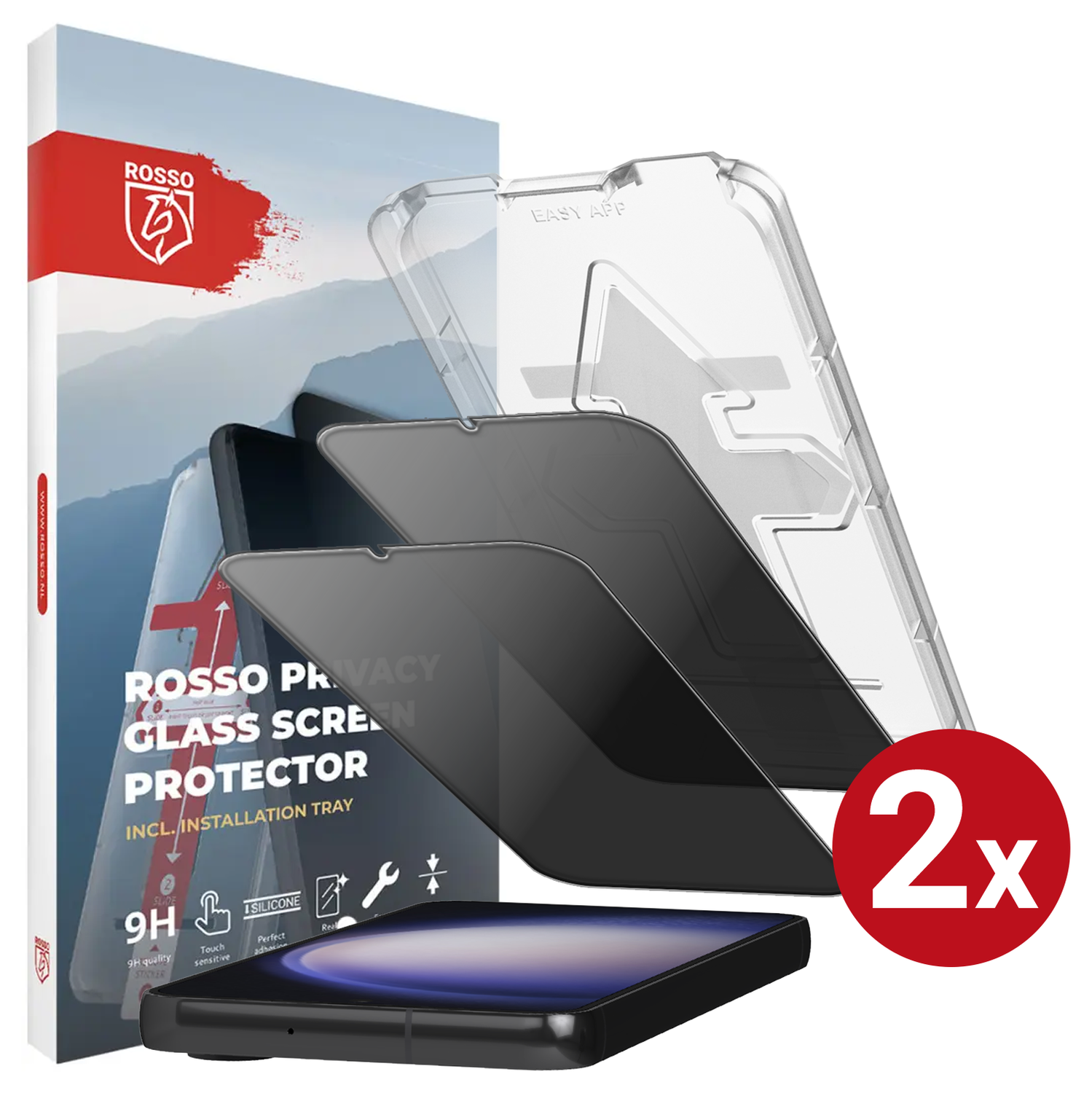 Rosso Samsung Galaxy S23 Privacy Glass met Installatietray (2-Pack) afbeelding 1