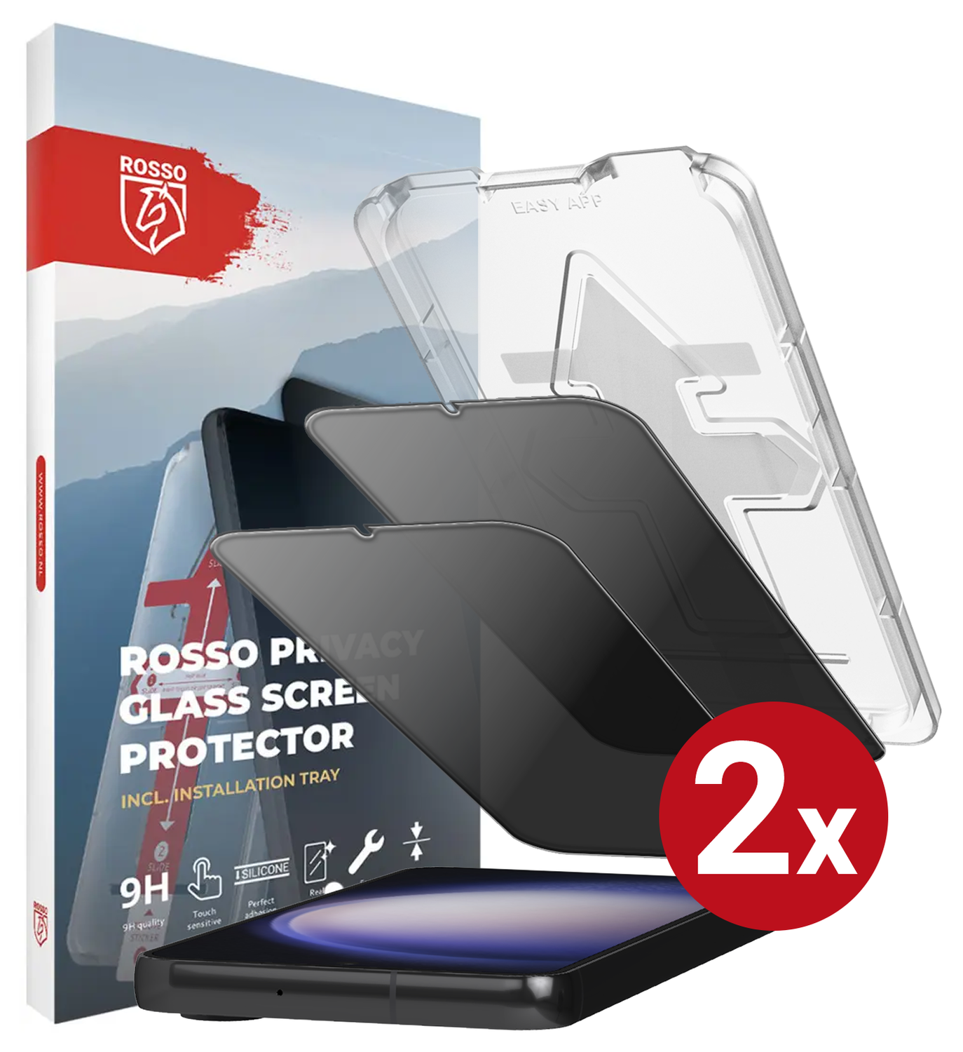 Rosso Samsung Galaxy S23 Privacy Glass met Installatietray (2-Pack) afbeelding 13
