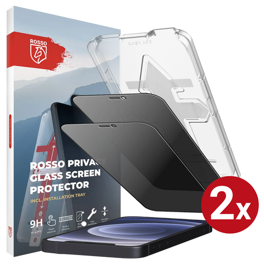 Rosso iPhone 12 / 12 Pro Privacy Glass met Installatietray (2-Pack) afbeelding 1