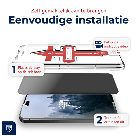 Rosso iPhone 12 / 12 Pro Privacy Glass met Installatietray (2-Pack) afbeelding 2