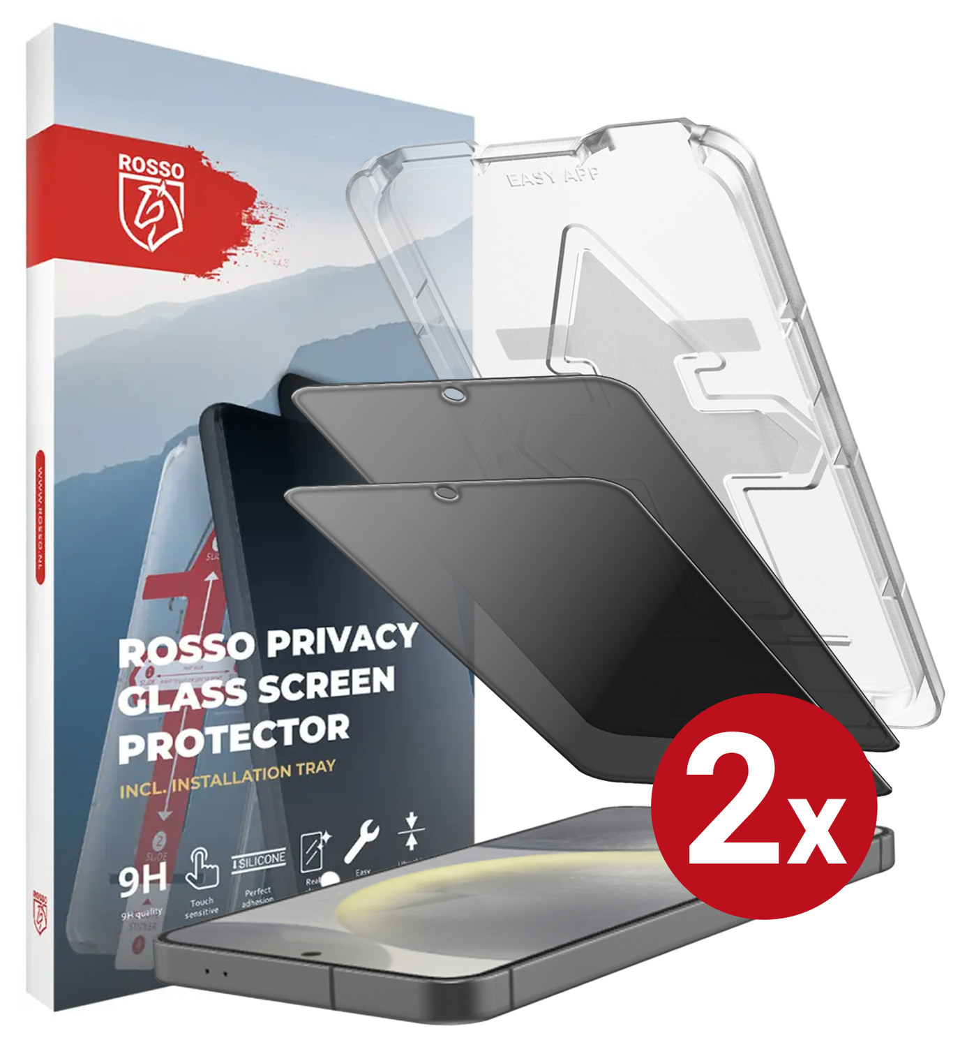 Rosso Samsung S24 Plus Privacy Glass met Installatietray (2-Pack) afbeelding 13