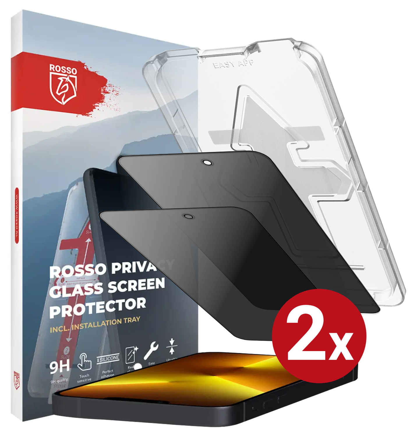 Rosso iPhone 14 Pro Max Privacy Glass met Installatietray (2-Pack) afbeelding 14