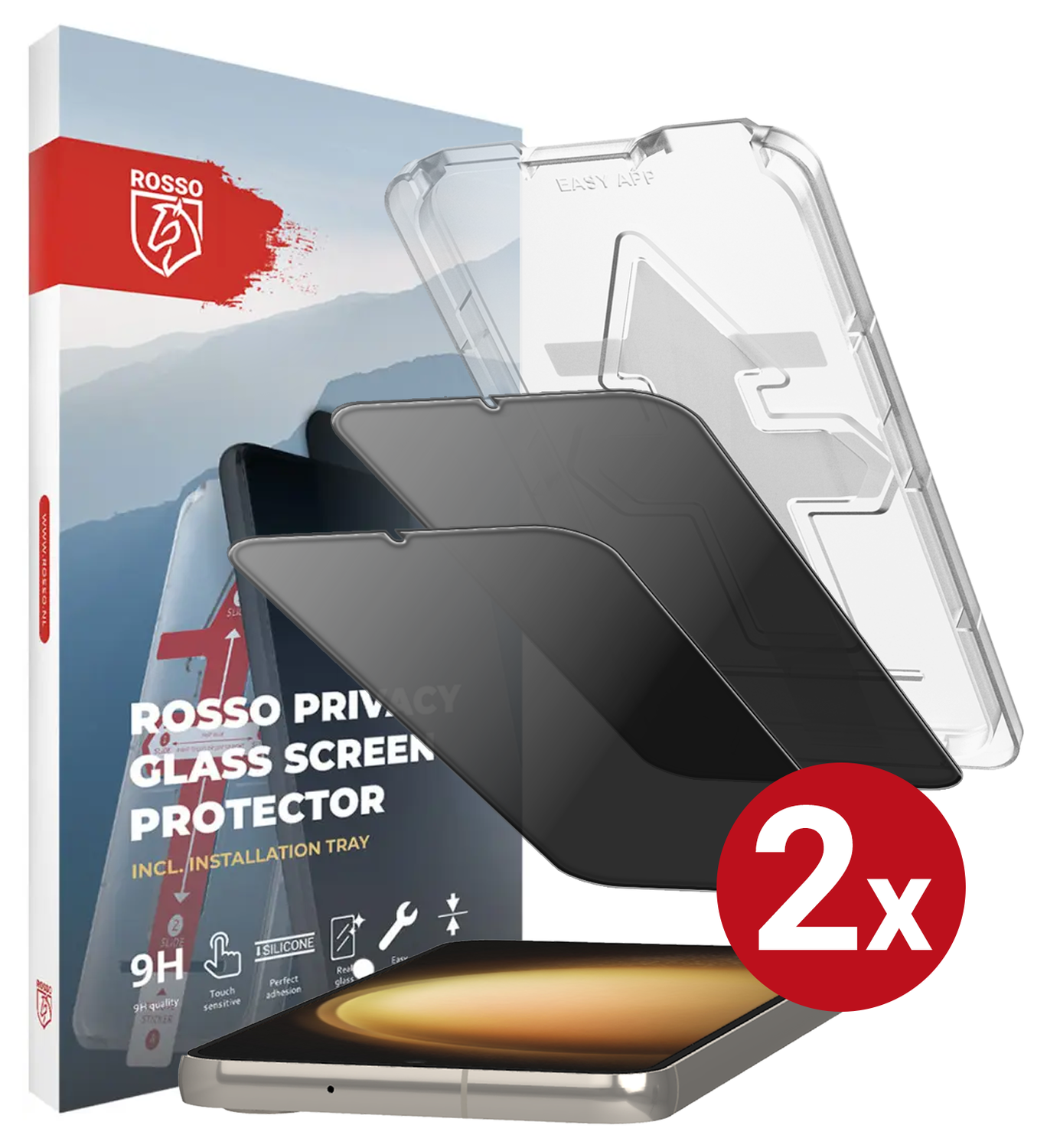 Rosso Samsung S23 Plus Privacy Glass met Installatietray (2-Pack) afbeelding 13