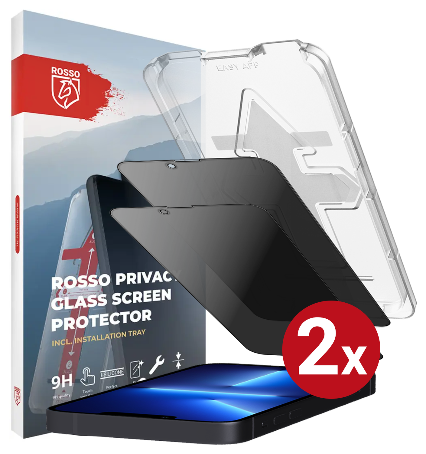 Rosso iPhone 13 Pro Max Privacy Glass met Installatietray (2-Pack) afbeelding 14