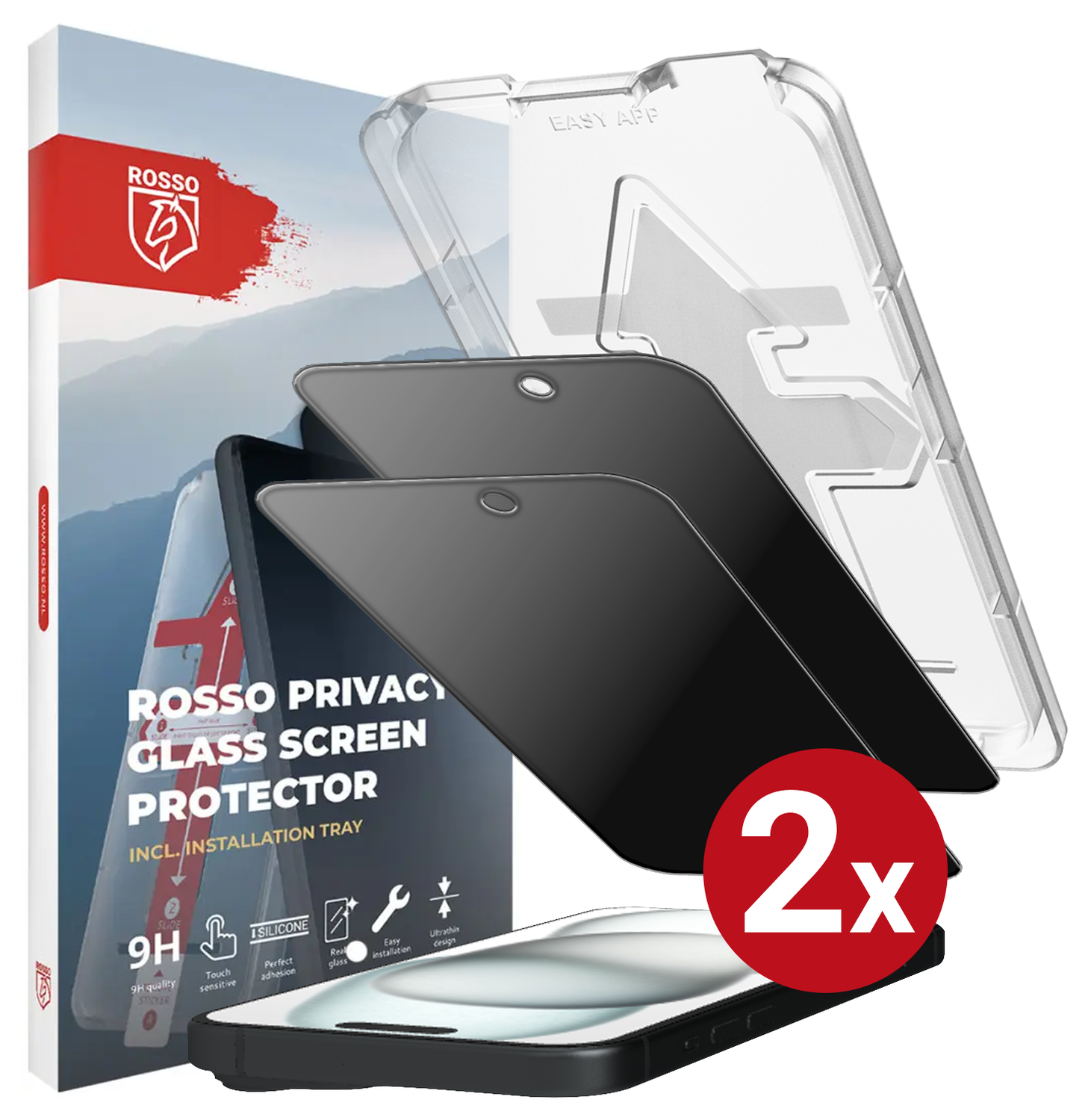 Rosso Apple iPhone 15 Plus Privacy Glass met Installatietray (2-Pack) afbeelding 14