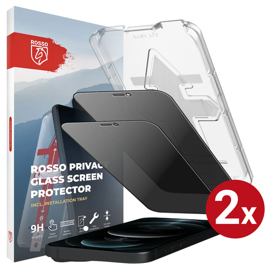 Rosso iPhone 12 Pro Max Privacy Glass met Installatietray (2-Pack) afbeelding 1