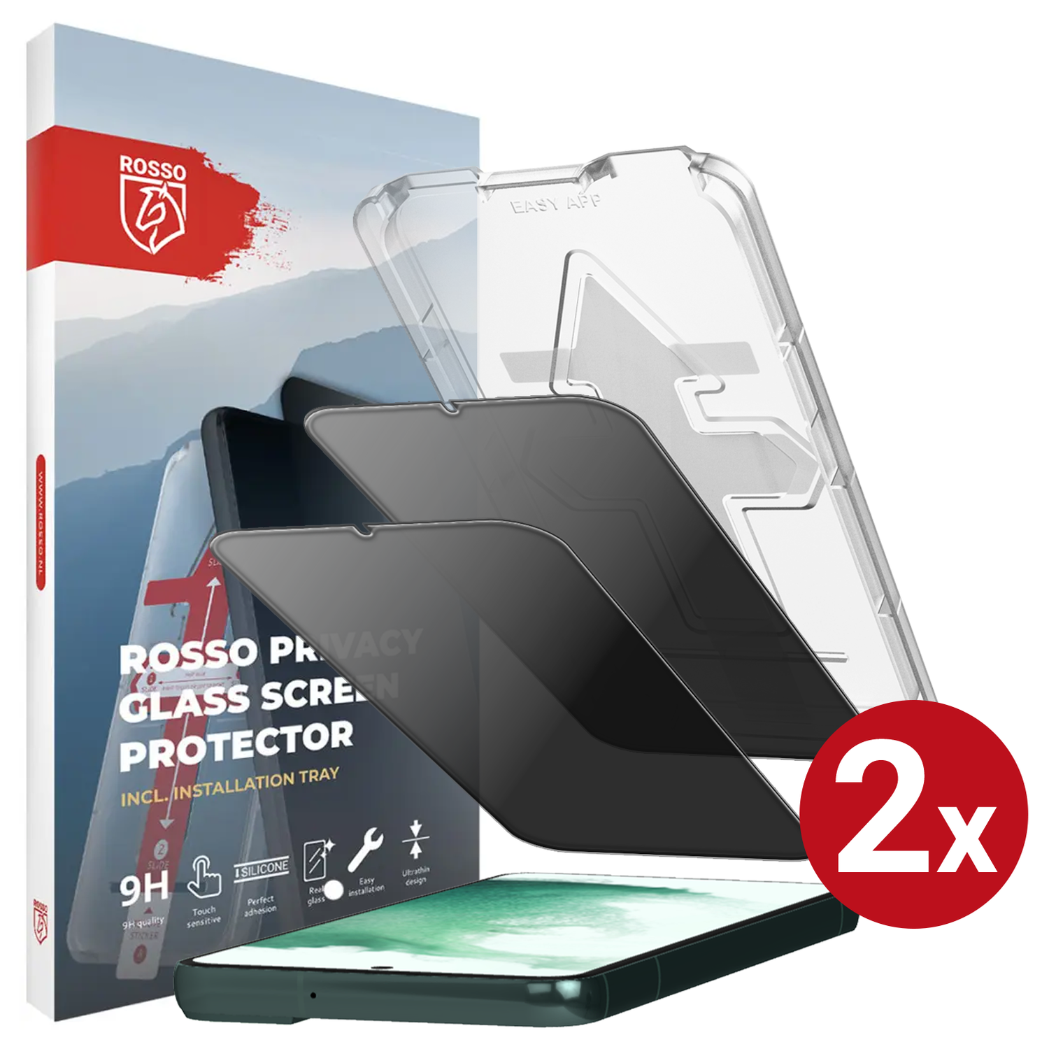 Rosso Samsung S22 Plus Privacy Glass met Installatietray (2-Pack) afbeelding 1