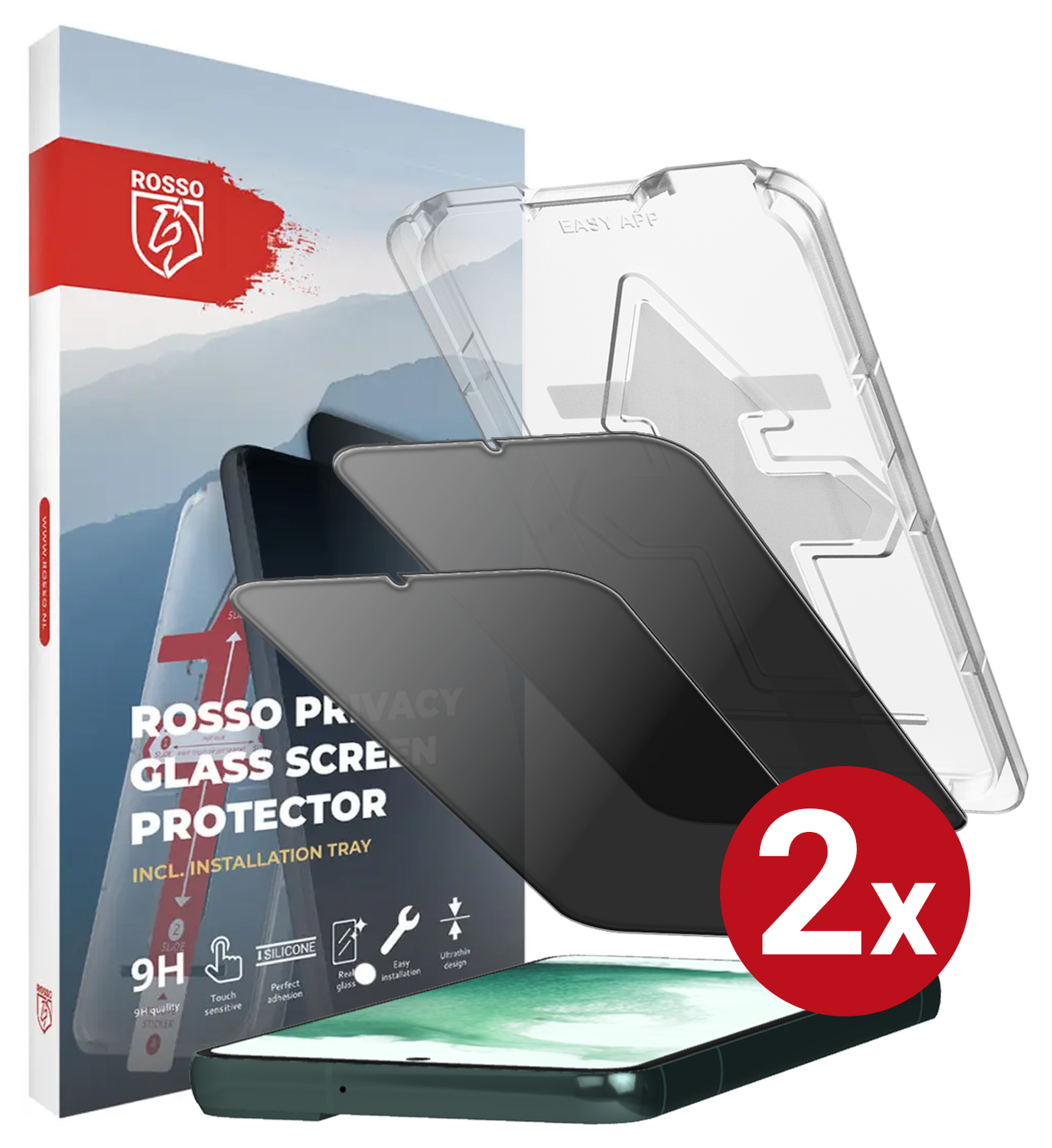 Rosso Samsung S22 Plus Privacy Glass met Installatietray (2-Pack) afbeelding 13