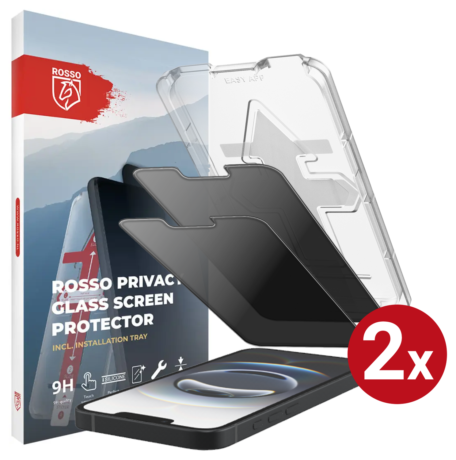 Rosso Apple iPhone 16e Privacy Glass met Installatietray (2-Pack) afbeelding 1