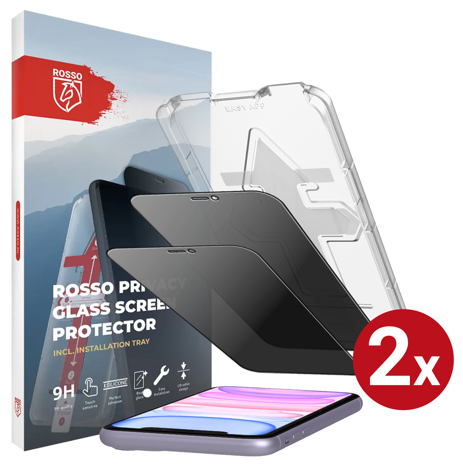 Rosso Apple iPhone 11 Privacy Glass met Installatietray (2-Pack) afbeelding 1