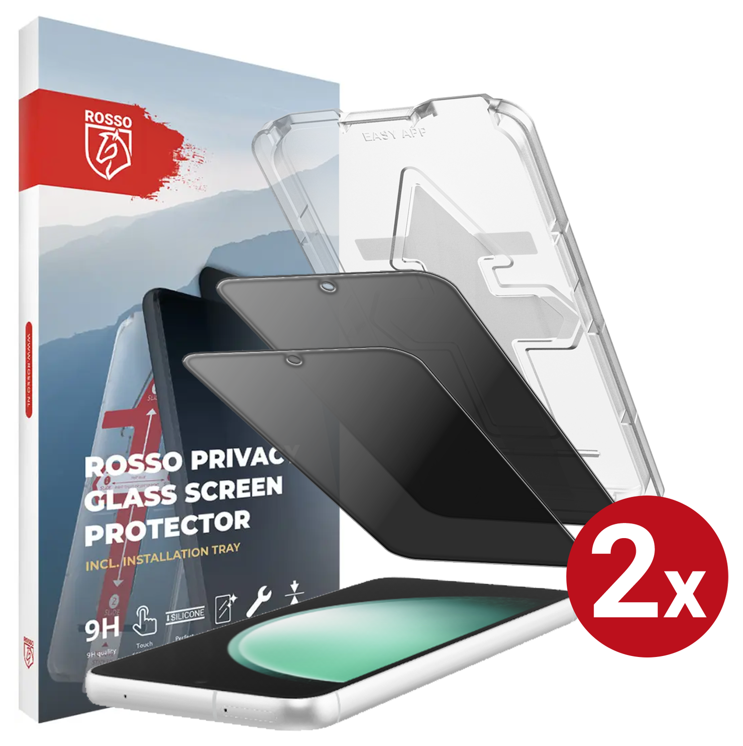 Rosso Samsung Galaxy S23 FE Privacy Glass met Installatietray (2-Pack) afbeelding 1