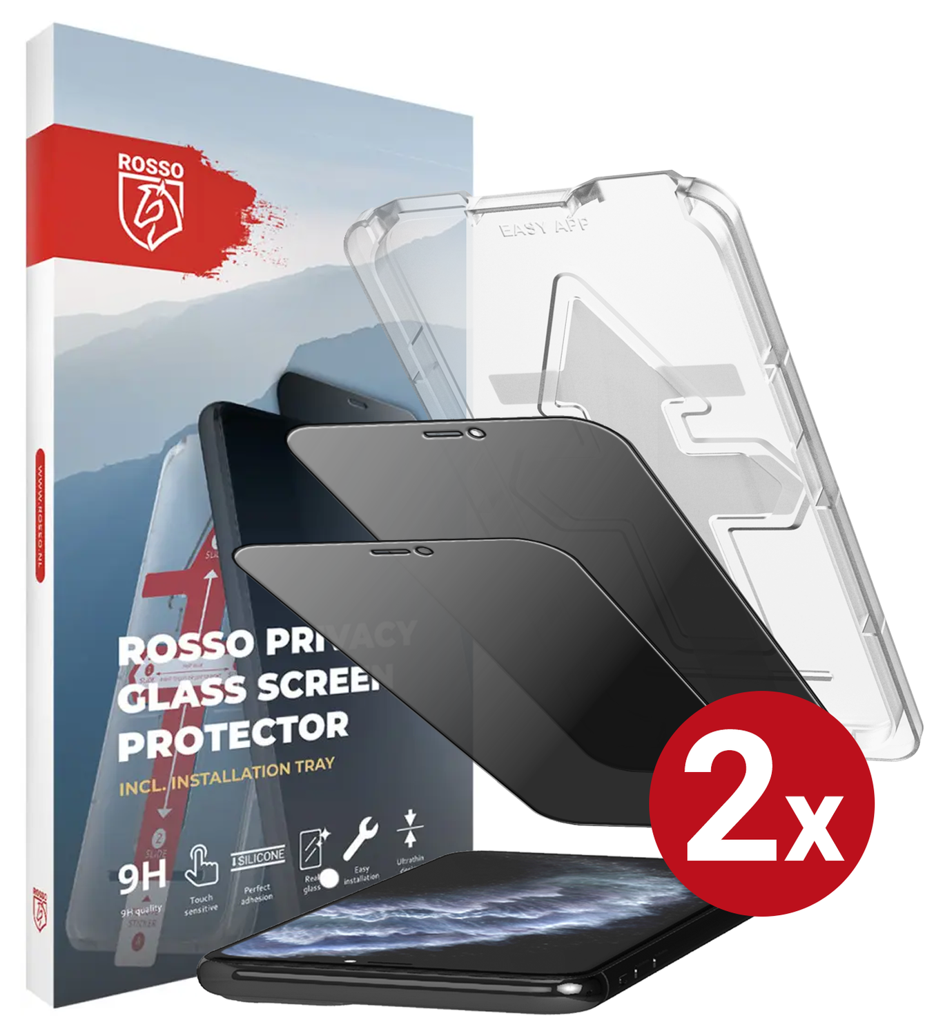 Rosso iPhone 11 Pro Max Privacy Glass met Installatietray (2-Pack) afbeelding 14