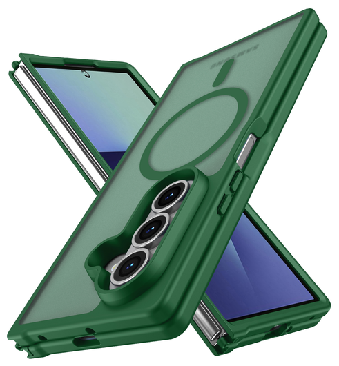 Samsung Galaxy Z Fold 7 Hoesje met MagSafe Back Cover Matte Groen afbeelding 2