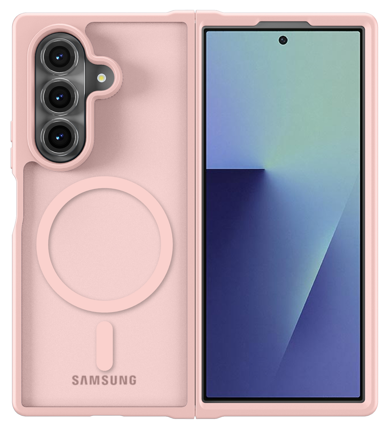 Samsung Galaxy Z Fold 7 Hoesje met MagSafe Back Cover Matte Roze afbeelding 1