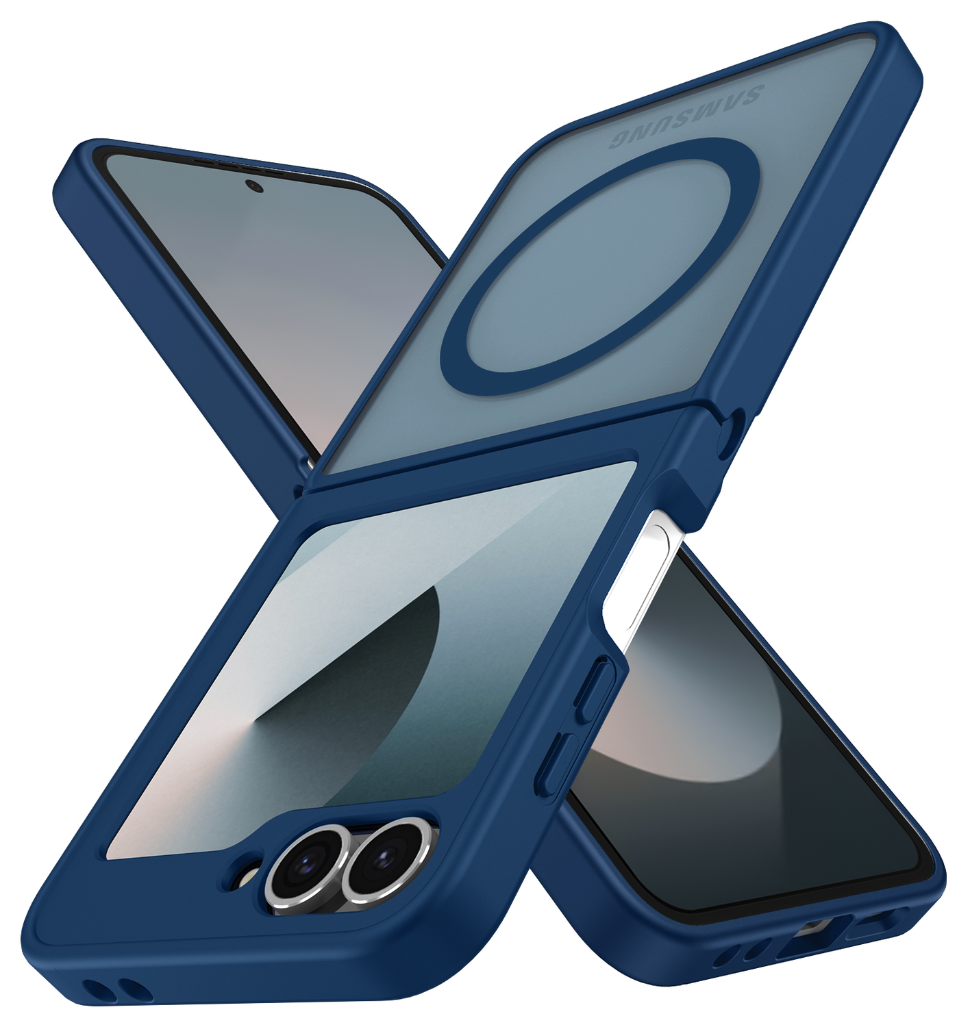 Samsung Galaxy Z Flip 7 FE / 6 Hoesje met MagSafe Back Cover Matte Blauw afbeelding 2