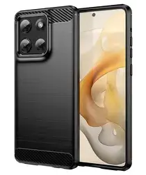 Motorola Moto G86 Hoesje Geborsteld TPU Flexibele Back Cover Zwart afbeelding