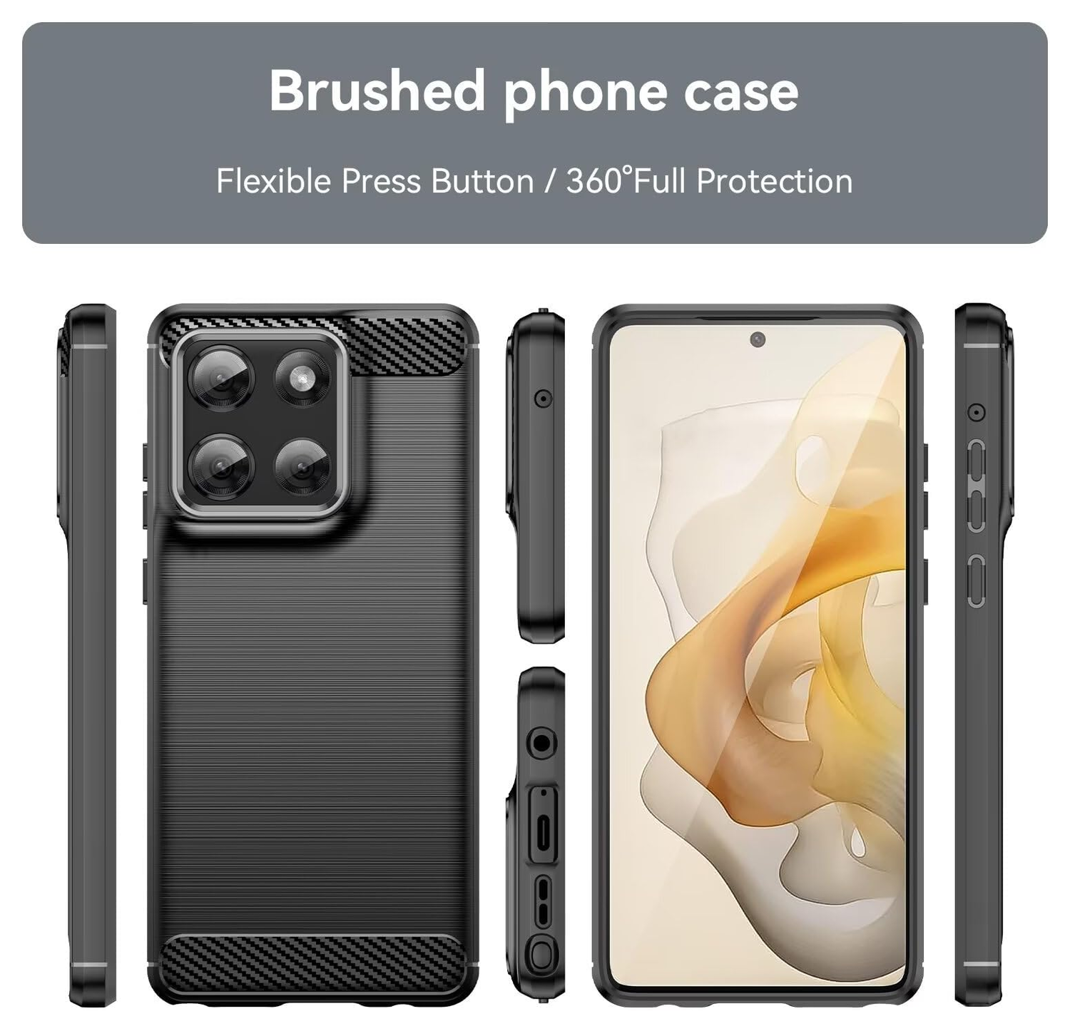 Motorola Moto G86 Hoesje Geborsteld TPU Flexibele Back Cover Zwart afbeelding 8