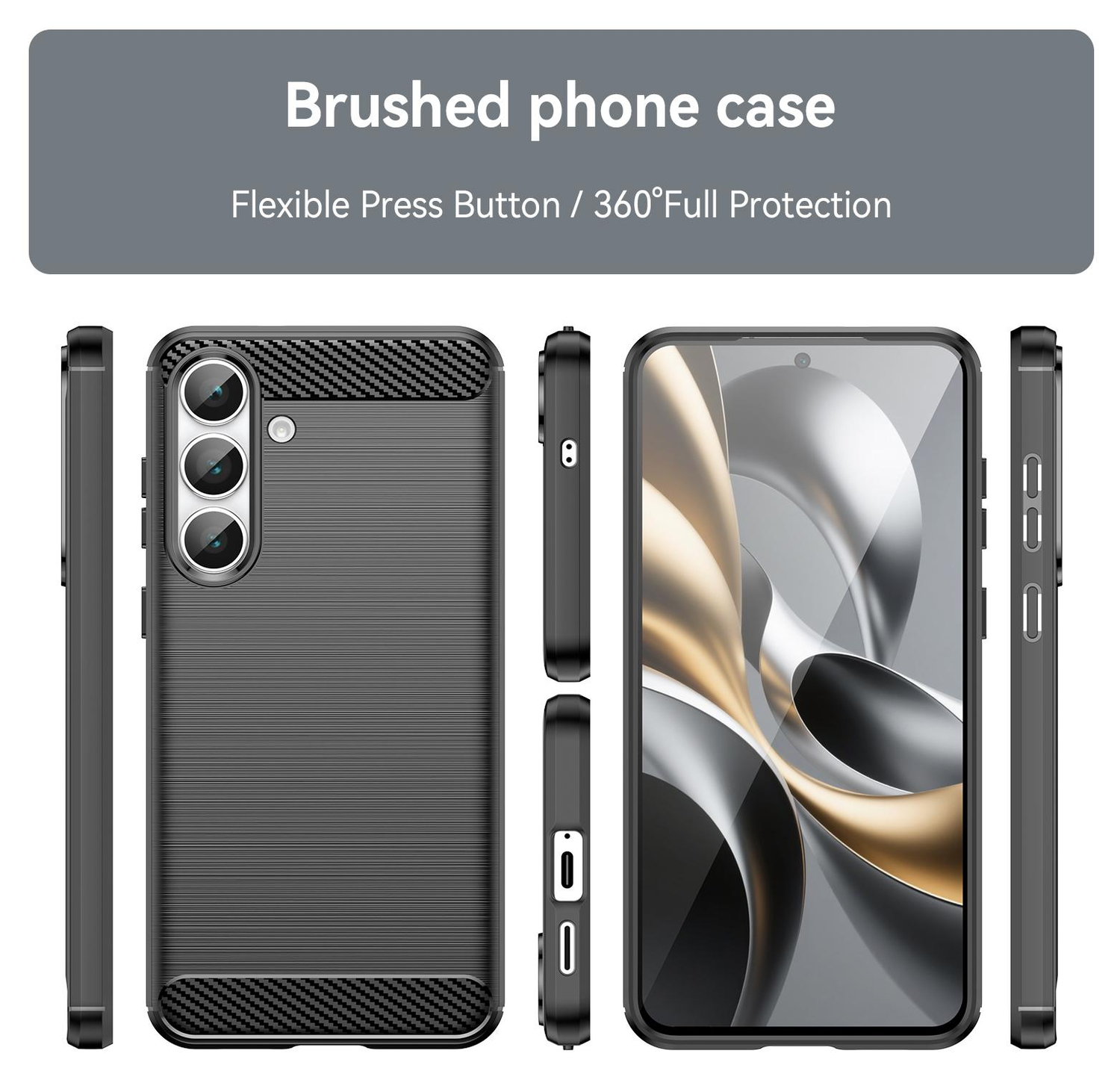 Samsung Galaxy S25 FE Hoesje Geborsteld TPU Flexibele Back Cover Zwart afbeelding 7