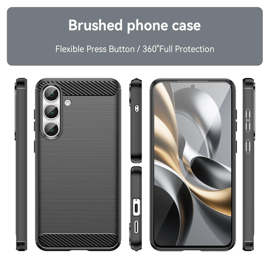 Samsung Galaxy S25 FE Hoesje Geborsteld TPU Flexibele Back Cover Zwart afbeelding 7