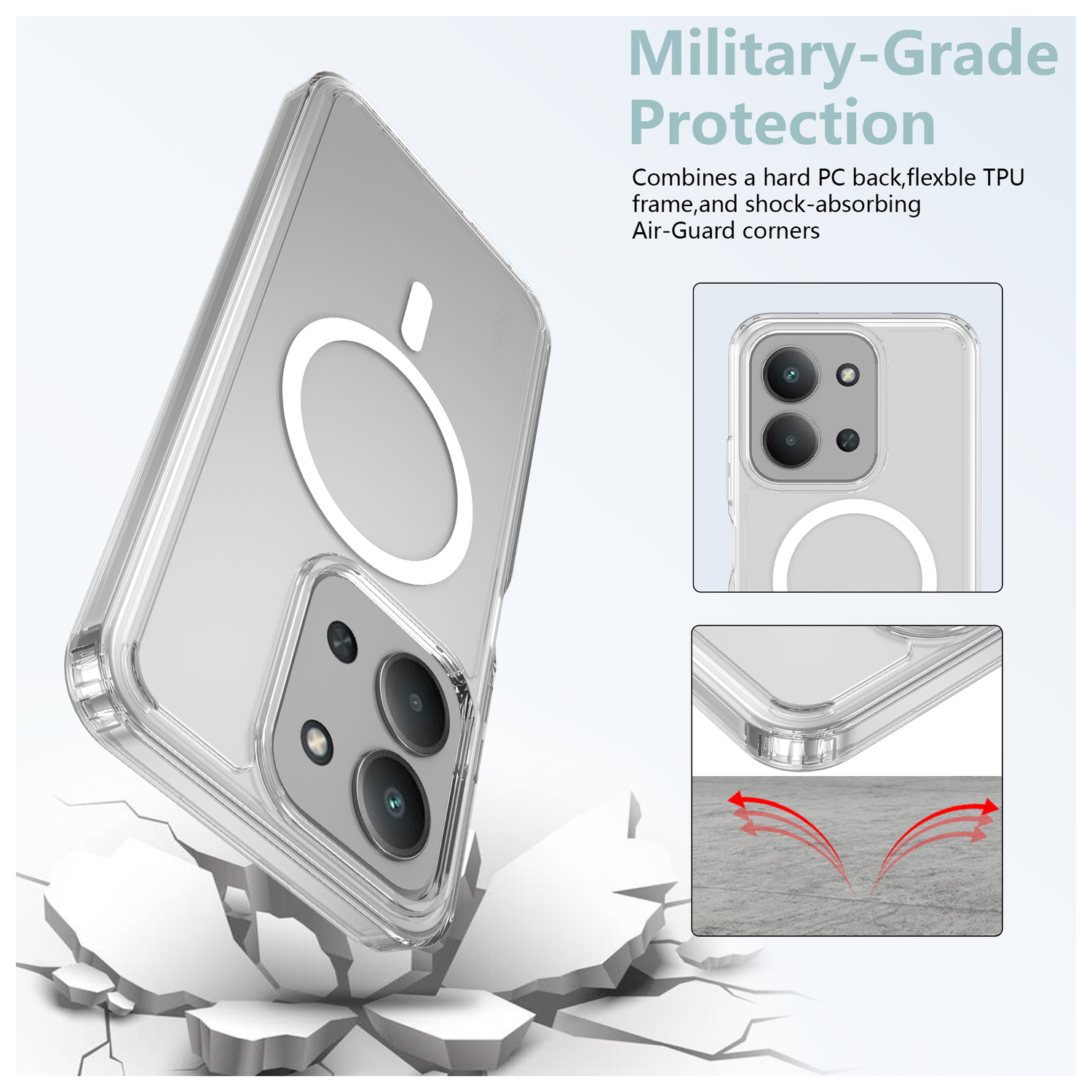 Xiaomi Redmi 15C Hoesje Hard Back Cover met MagSafe Transparant afbeelding 4