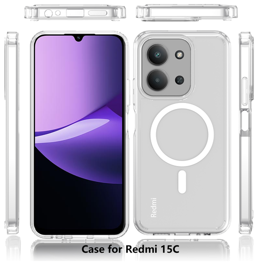 Xiaomi Redmi 15C Hoesje Hard Back Cover met MagSafe Transparant afbeelding 7