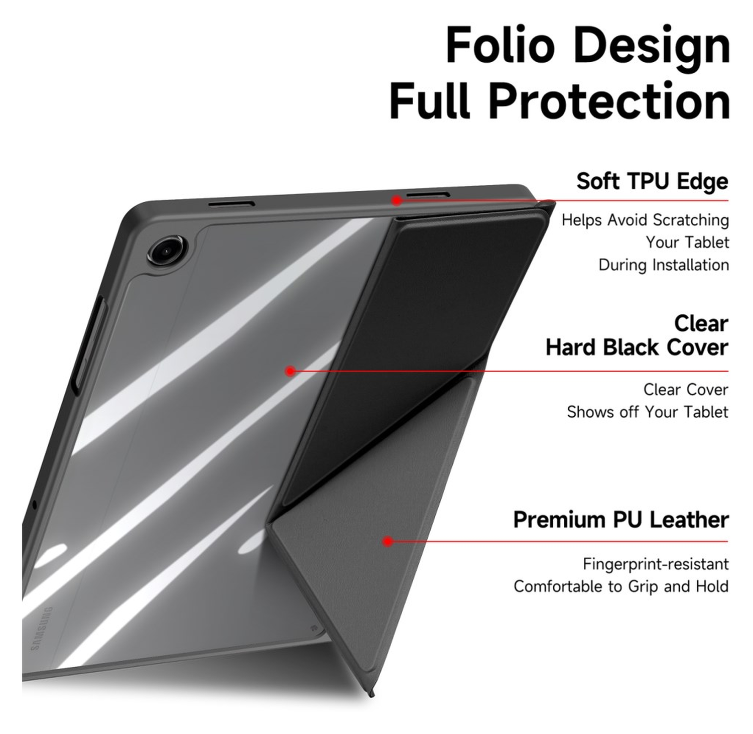 Dux Ducis Magi Samsung Galaxy Tab A11 Plus / A9 Plus Hoes V-Fold Book Case Zwart afbeelding 6