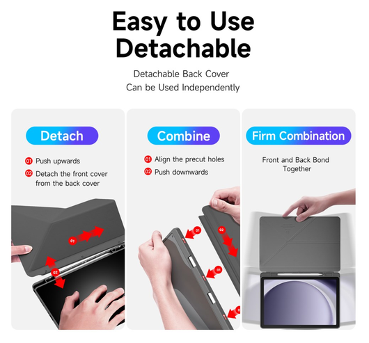 Dux Ducis Magi Samsung Galaxy Tab A11 Plus / A9 Plus Hoes V-Fold Book Case Grijs afbeelding 3